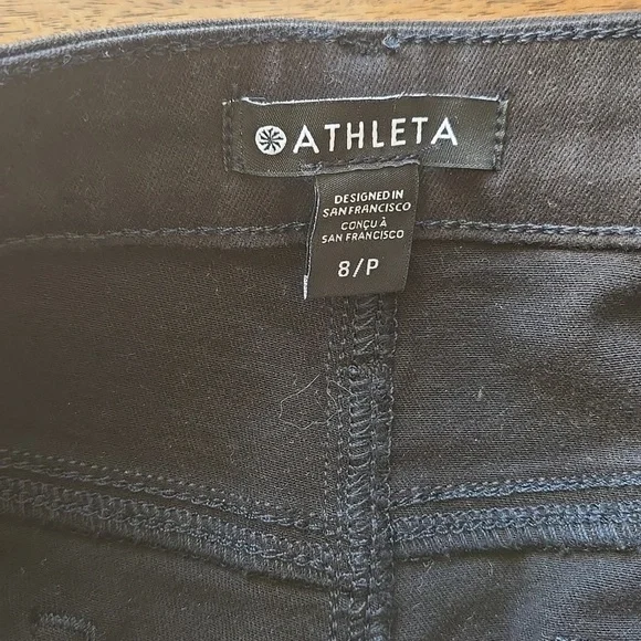 Athleta Black Twill Flex Kick Flare Jean 8P - Picture 2 of 6